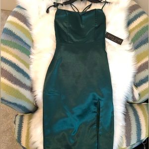 Emerald green midi homecoming dress